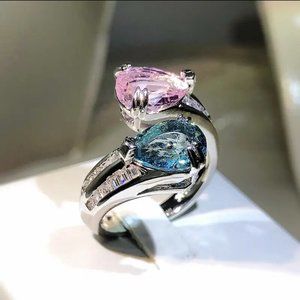 Silver 925 Sea Blue Pink Exquisite Ring